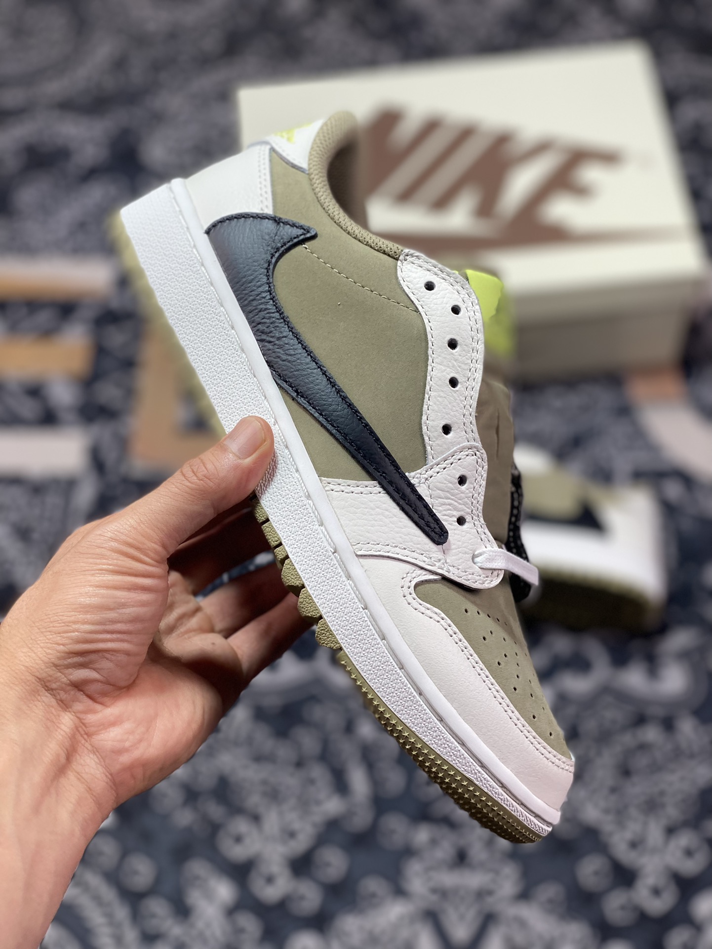 Preferred Travis Scott x Air Jordan AJ1 Low Golf ”Olive” TS joint inverted hook golf low-top FZ3124-200