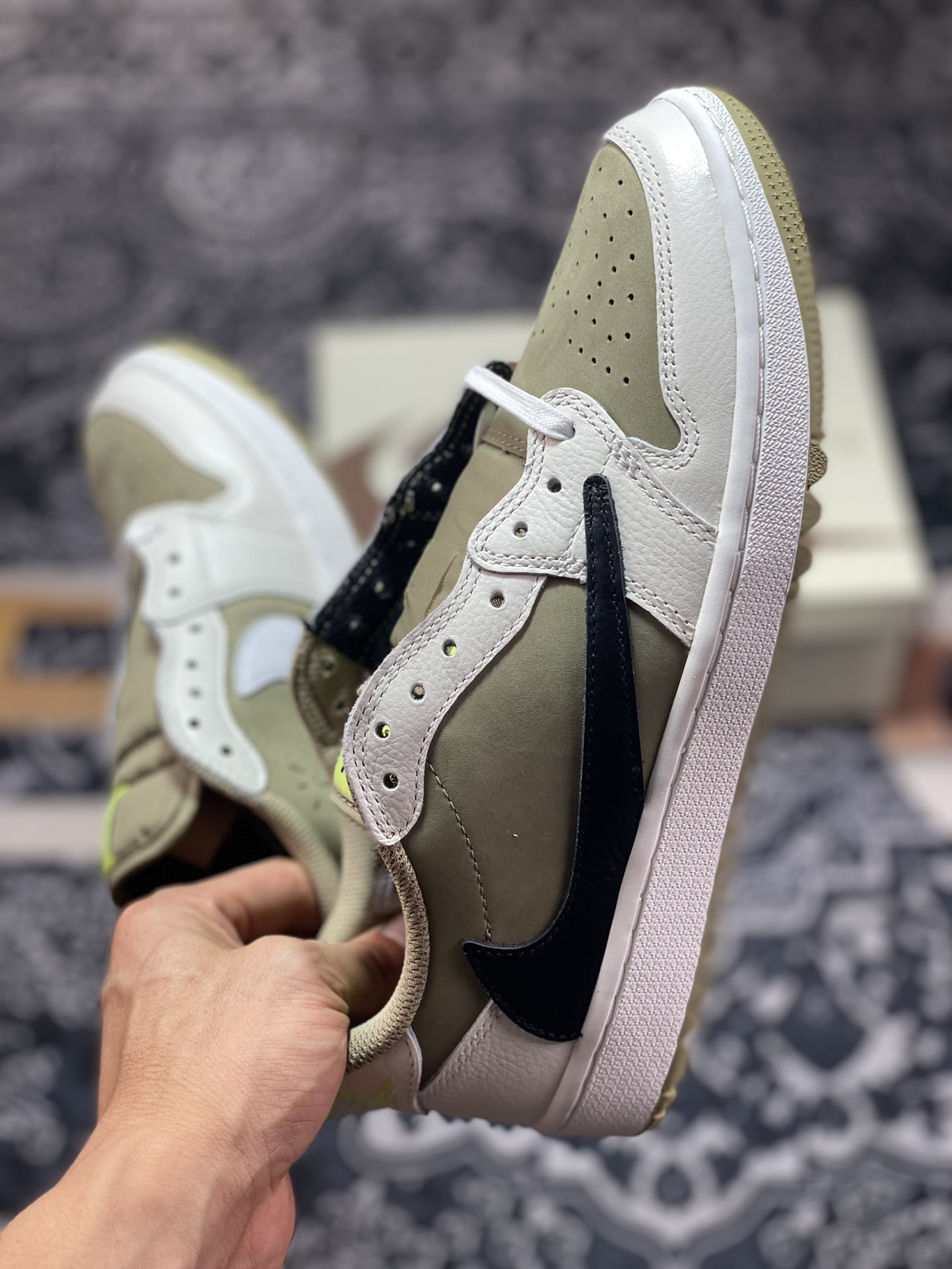 Preferred Travis Scott x Air Jordan AJ1 Low Golf ”Olive” TS joint inverted hook golf low-top FZ3124-200