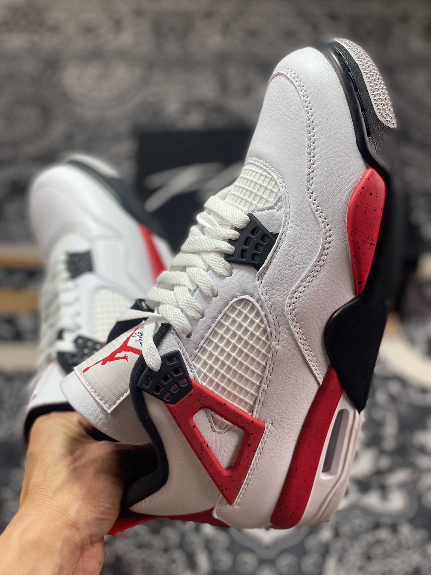 Preferred Air Jordan 4 ”Neutral Grey” white, black and red DH6927-161