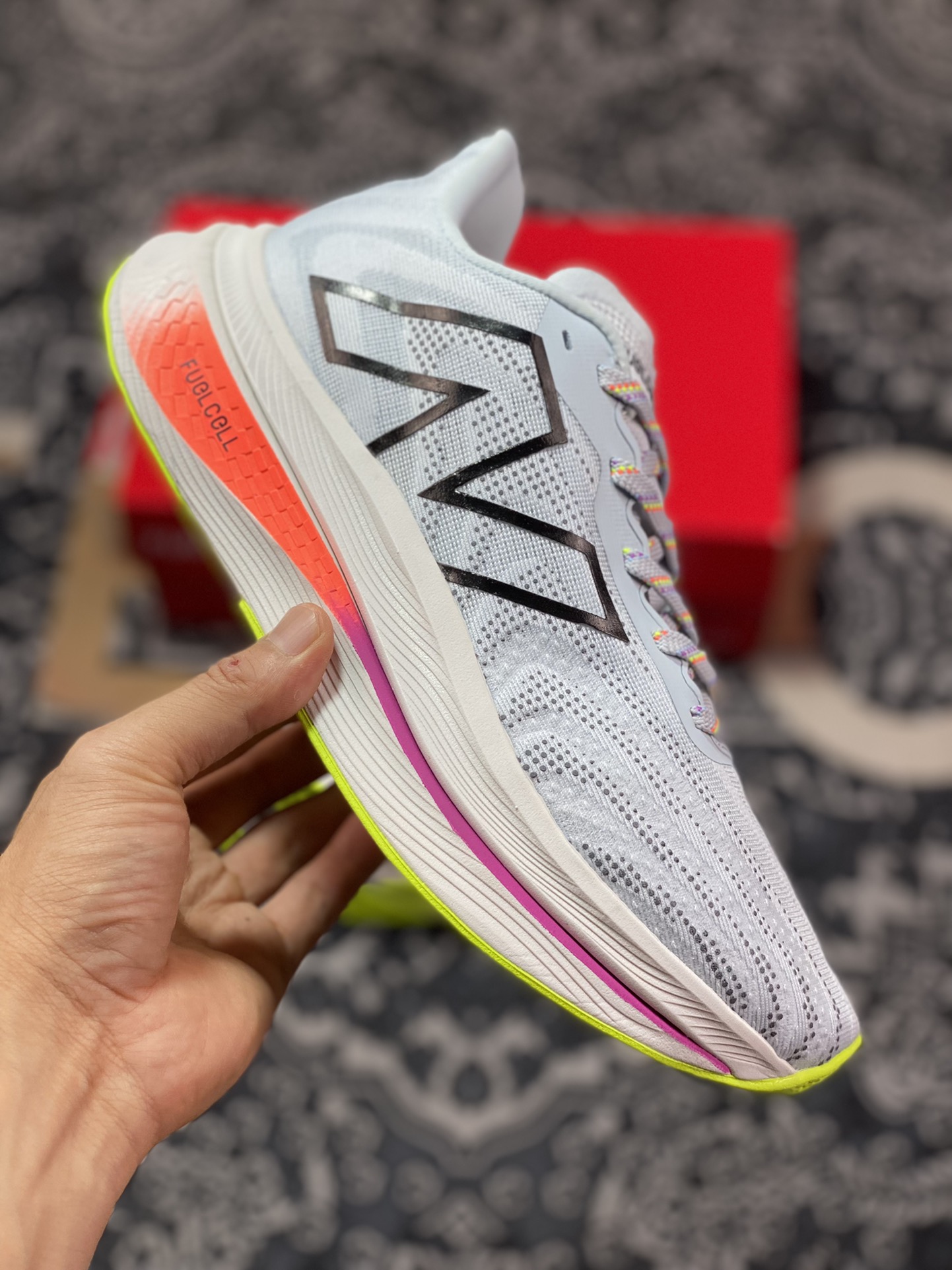 New Balance FuelCell SuperComp Trainer V2 Comp Training V2 Series Jogging Shoes ”Mesh Light Blue Black Gradually Red Purple” MRCXLG3