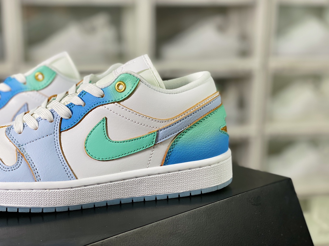 Air Jordan 1 Low SE ”Emerald Rise” AJ1 Jordan first generation low-top basketball shoes ”White Blue Sea Salt Ice Blue” FN8899-131