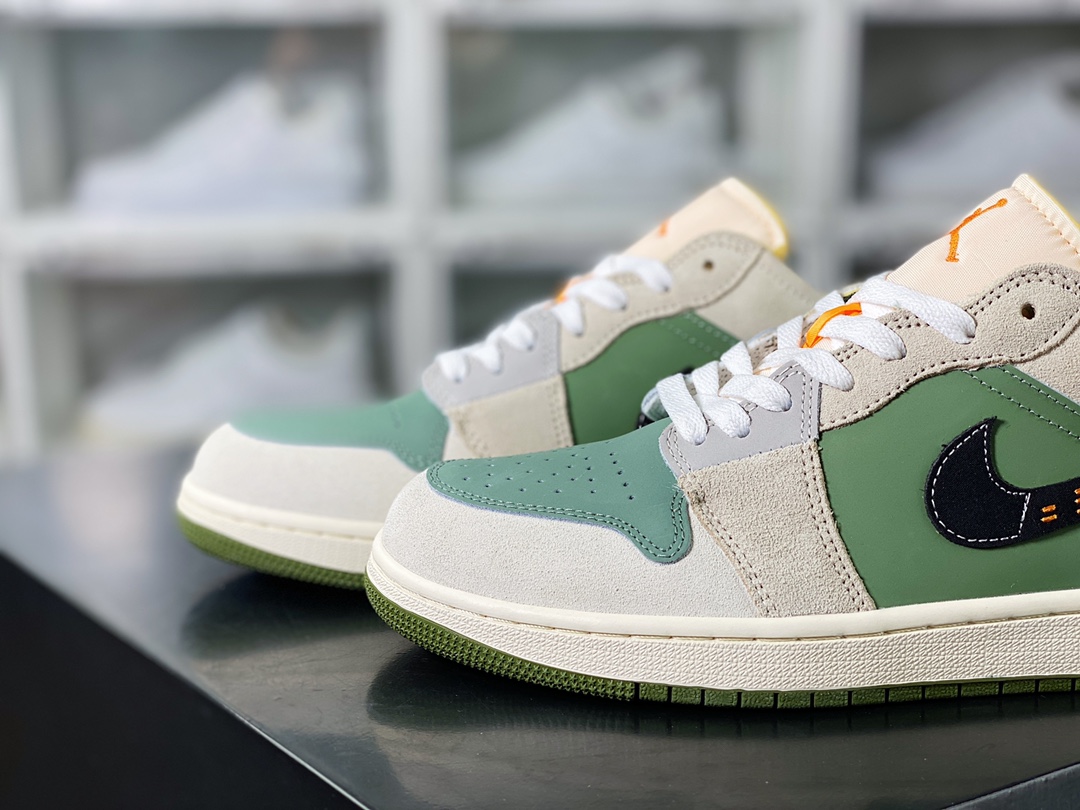 Air Jordan 1 Low SE Craft”Craft Sky J Light Olive”AJ1 Jordan Generation Basketball Shoes ”Deconstructed Light Gray Green Orange Black” FD6819-300