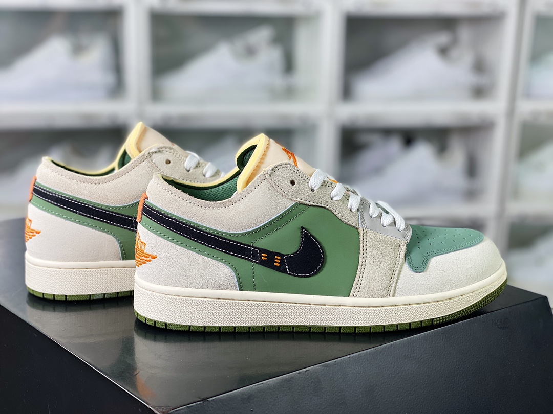 Air Jordan 1 Low SE Craft”Craft Sky J Light Olive”AJ1 Jordan Generation Basketball Shoes ”Deconstructed Light Gray Green Orange Black” FD6819-300