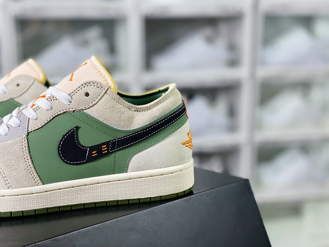 Air Jordan 1 Low SE Craft”Craft Sky J Light Olive”AJ1 Jordan Generation Basketball Shoes ”Deconstructed Light Gray Green Orange Black” FD6819-300