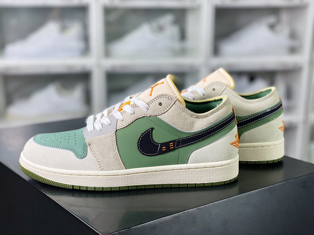 Air Jordan 1 Low SE Craft”Craft Sky J Light Olive”AJ1 Jordan Generation Basketball Shoes ”Deconstructed Light Gray Green Orange Black” FD6819-300