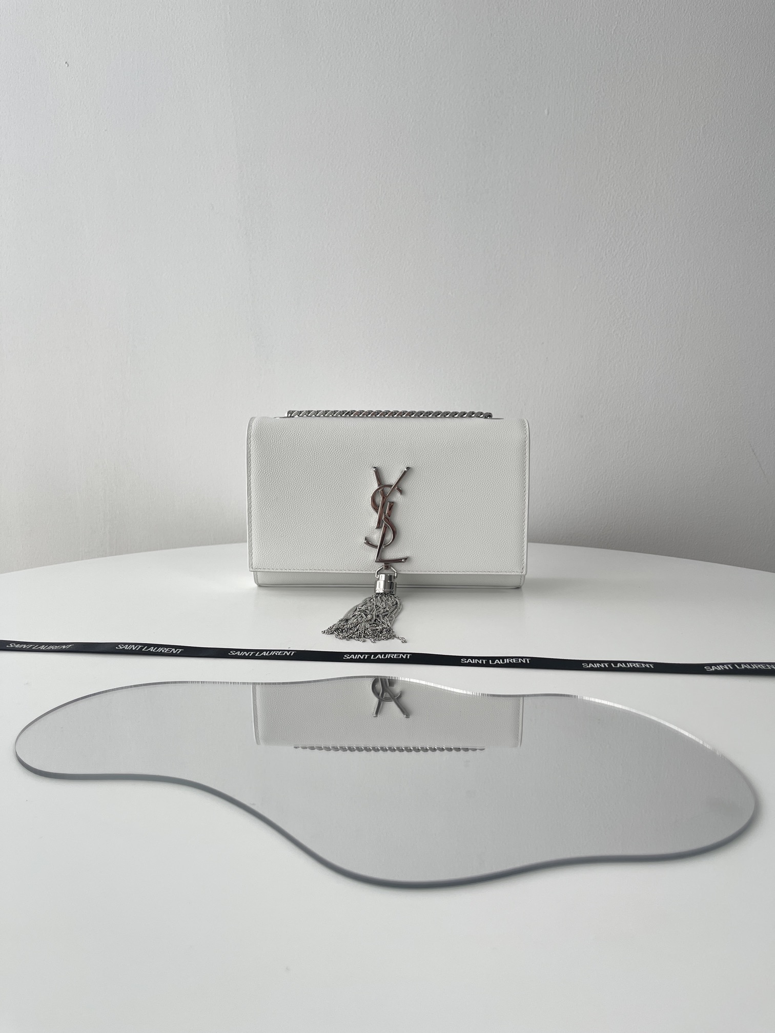 Yves Saint Laurent YSL Kate Crossbody & Shoulder Bags White Silver Hardware Chains