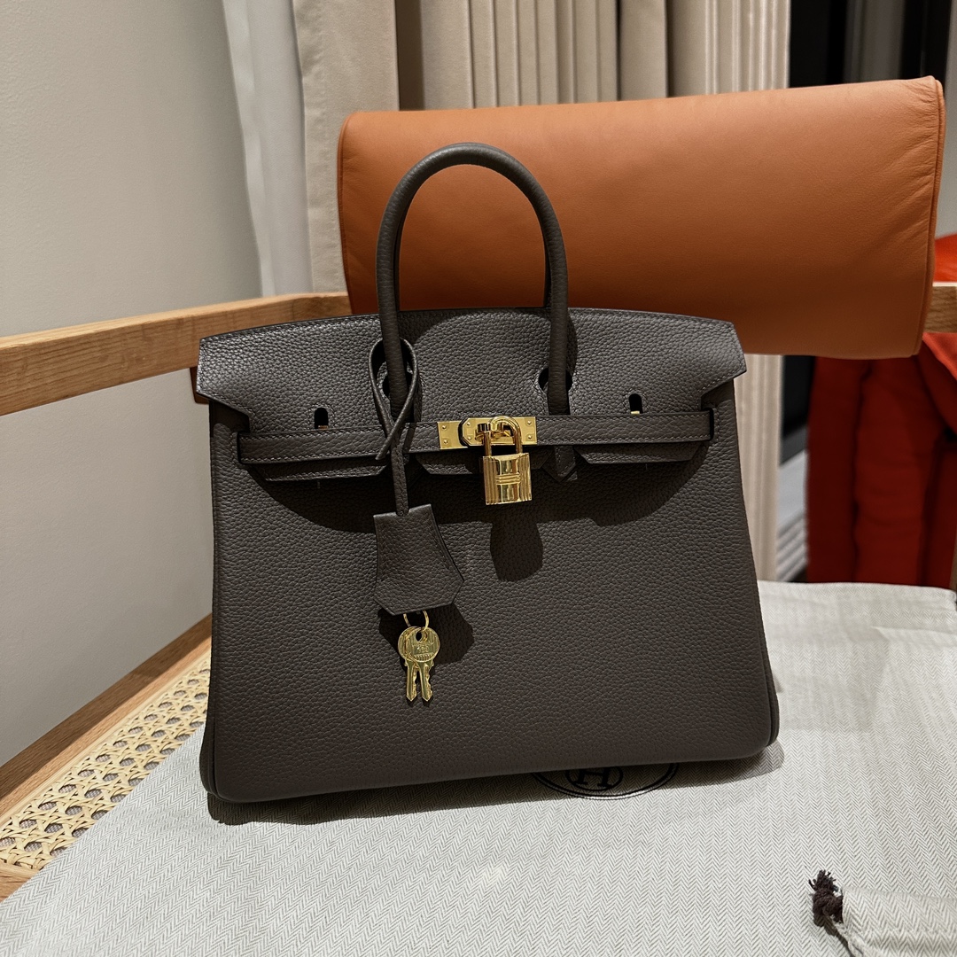 Hermès Birkin25cm, 8F/Etain, togo, gold, all handmade!!