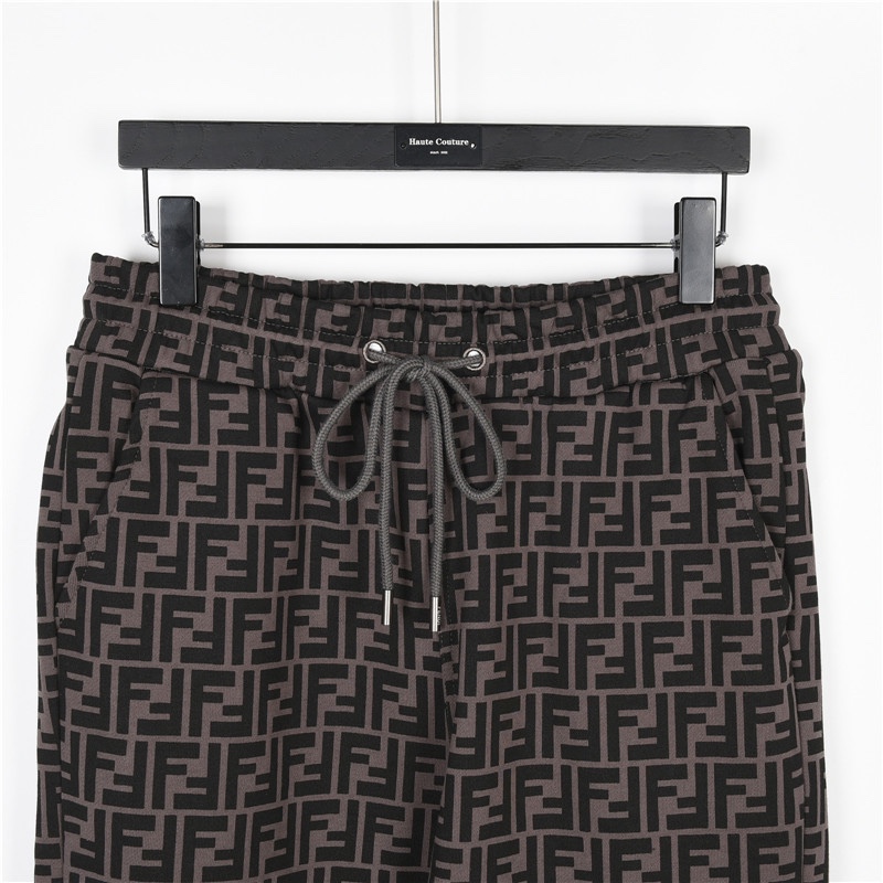 Fendi/芬迪 25Fw 双F元素满印logo套装长裤 深灰 酒红