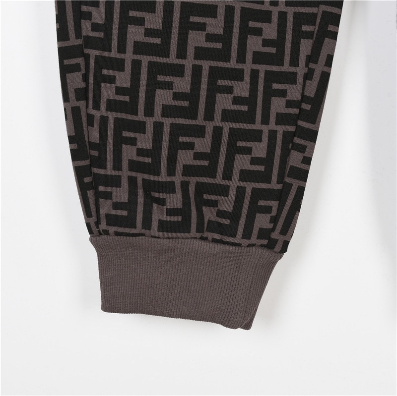 Fendi/芬迪 25Fw 双F元素满印logo套装长裤 深灰 酒红