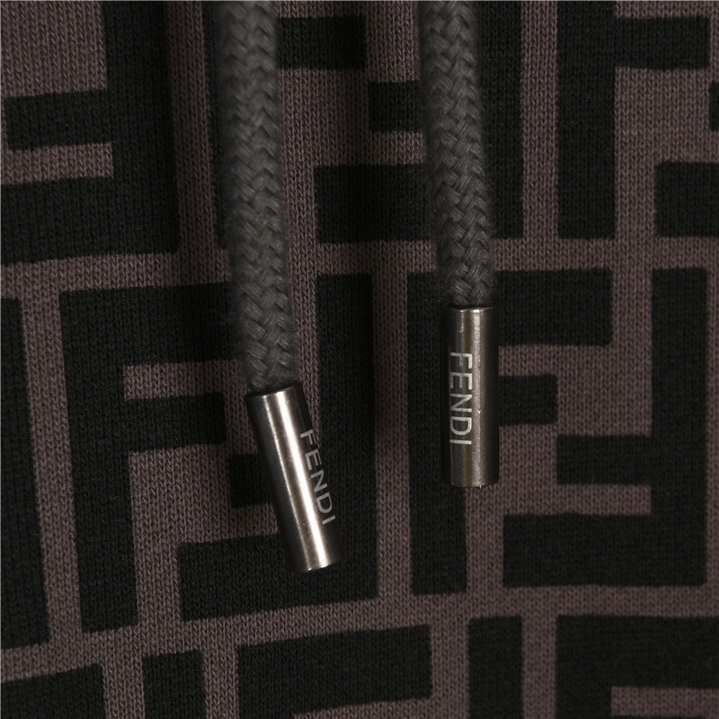 Fendi/芬迪 25Fw 双F元素满印logo套装连帽卫衣深灰 酒红