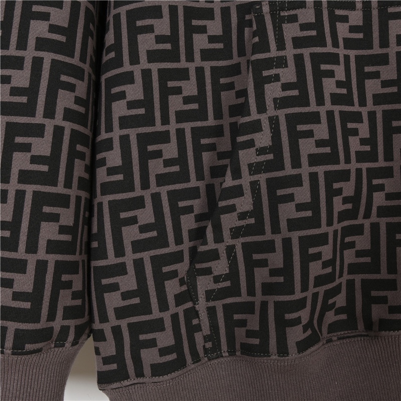 Fendi/芬迪 25Fw 双F元素满印logo套装连帽卫衣深灰 酒红