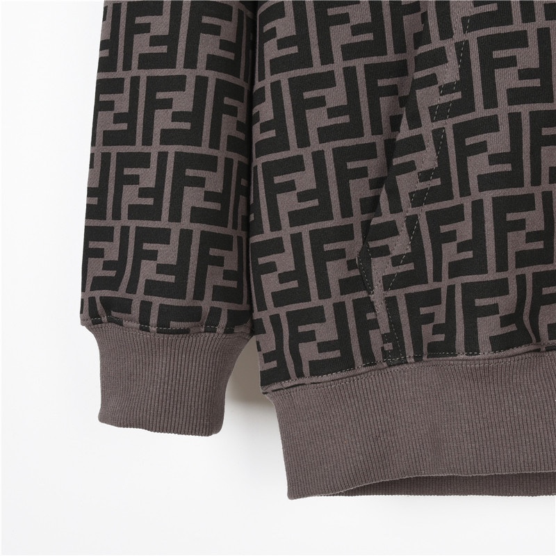 Fendi/芬迪 25Fw 双F元素满印logo套装连帽卫衣深灰 酒红