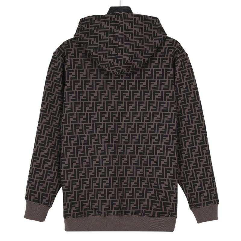 Fendi/芬迪 25Fw 双F元素满印logo套装连帽卫衣深灰 酒红