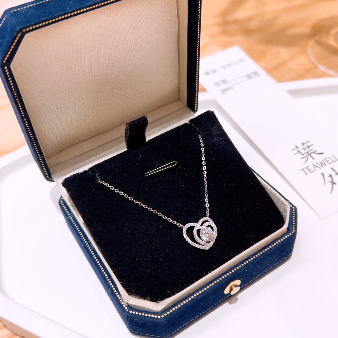 Massivsilber Moissanit Kette Süß Geschenk für sie Gold