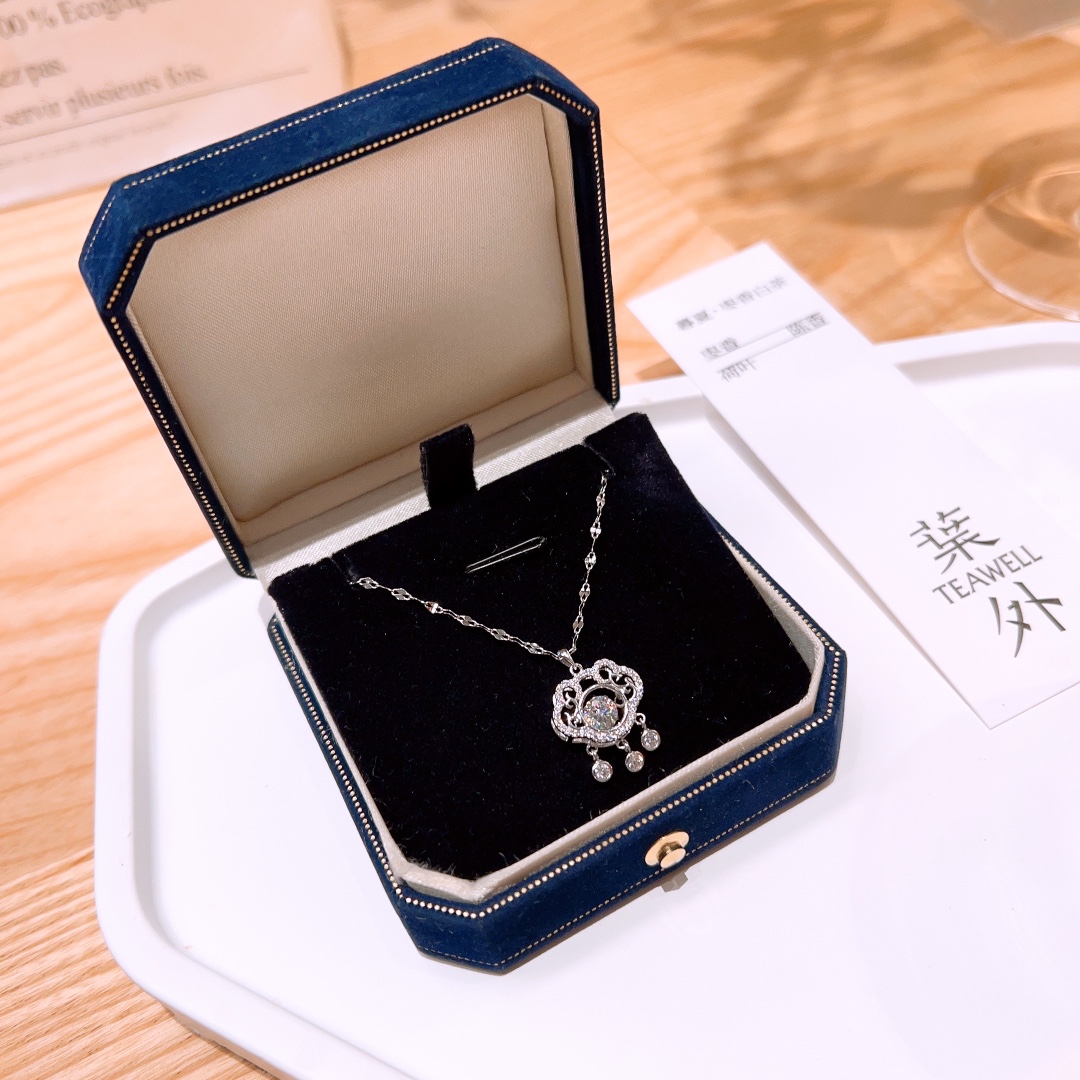 Feinsilber Moissanit Kette Schick Muttergeburtstag Silber