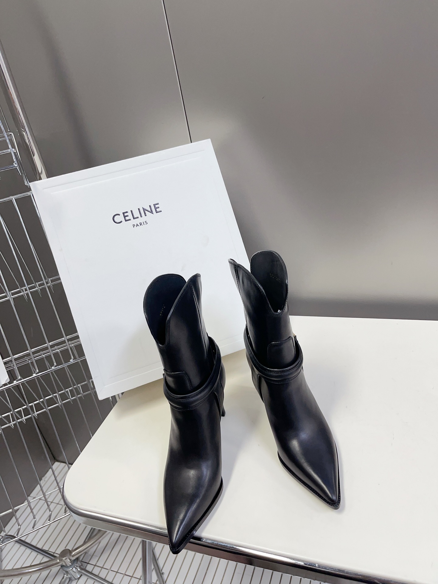 Celine Short Boots Gold Hardware Cowhide Fetal Genuine Leather Fall Collection