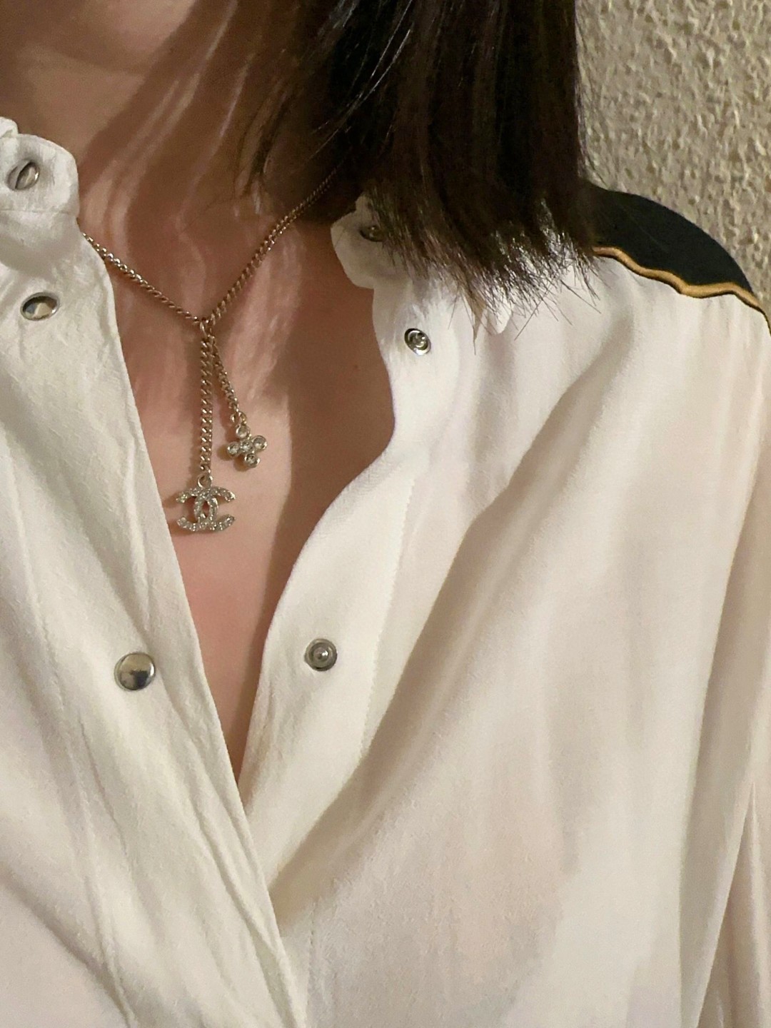 Chrome Hearts Ch@nel 花朵双C镶钻 简约款 项链