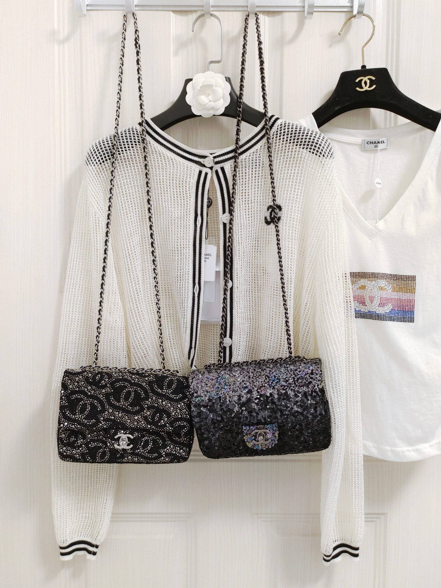 CF 23a Chanel Advanced Handmade Evening Bag Full Diamond Double C VS Gradient Starry Black