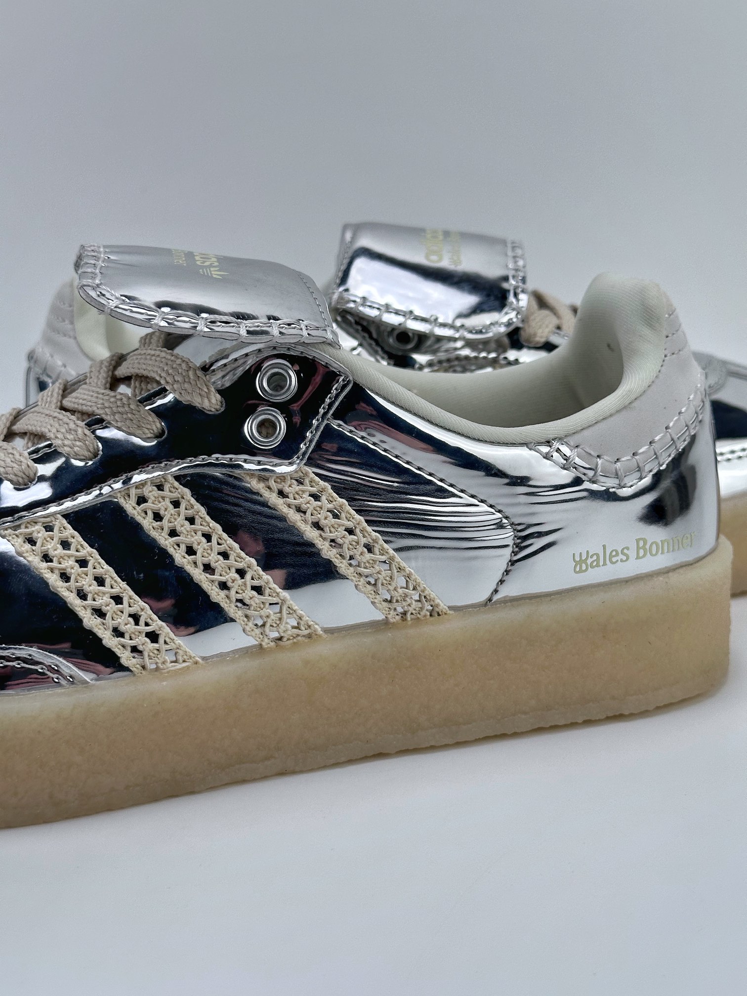 AD Originals Samba x Wales Bonner Silver Sequins Joint Retro Low-top Casual Sports Jogging Shoes IG8181