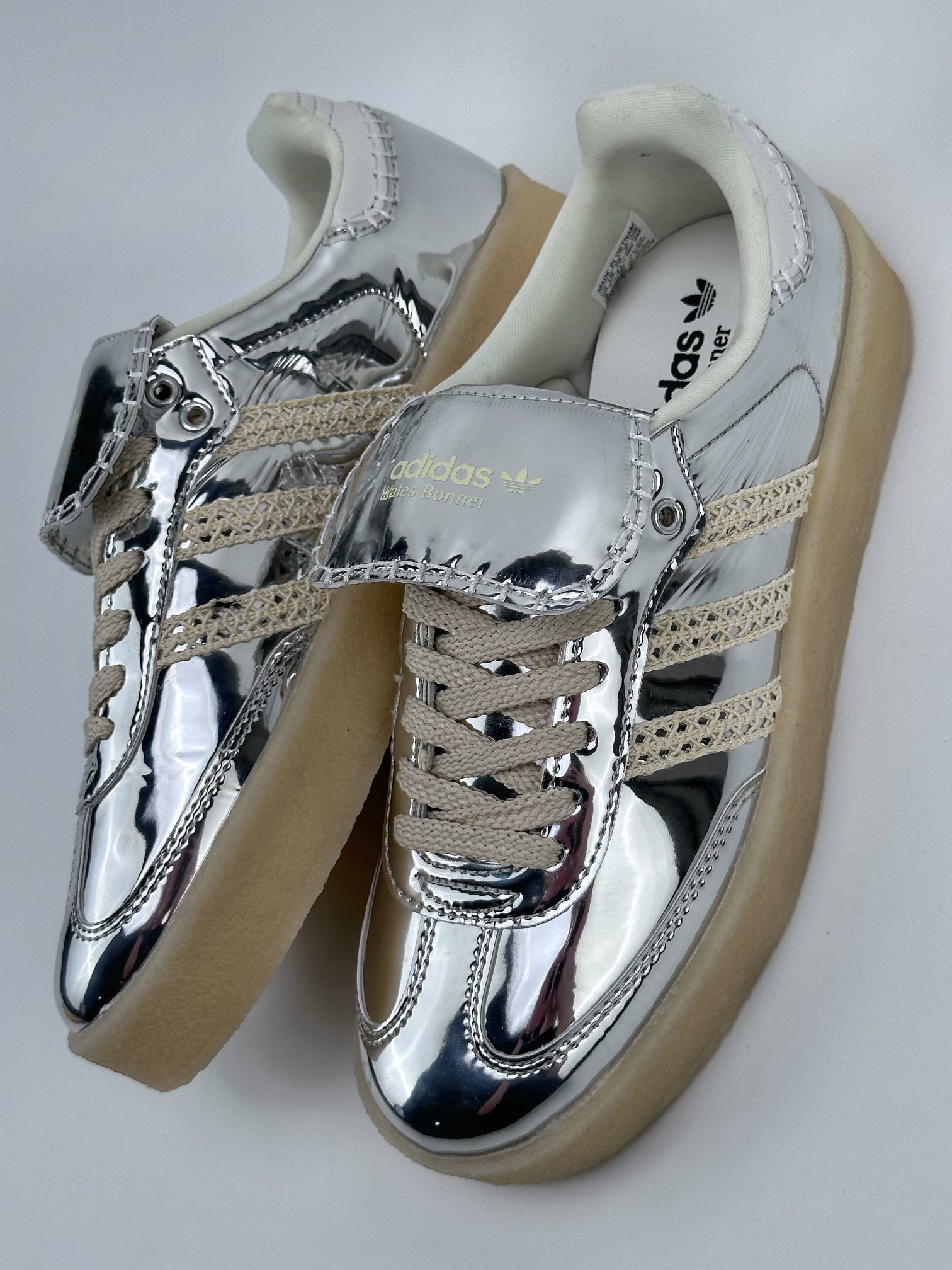 AD Originals Samba x Wales Bonner Silver Sequins Joint Retro Low-top Casual Sports Jogging Shoes IG8181