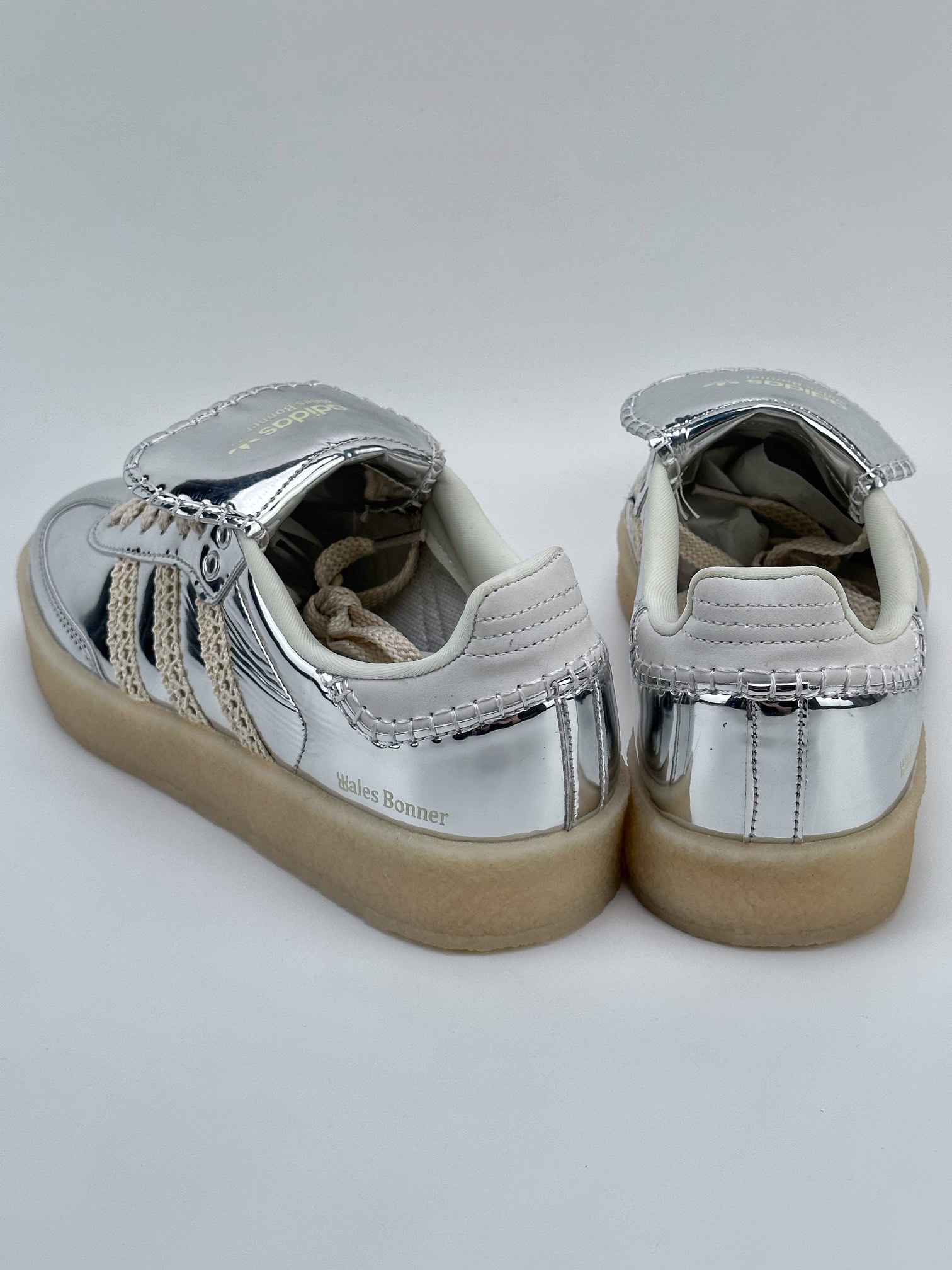 AD Originals Samba x Wales Bonner Silver Sequins Joint Retro Low-top Casual Sports Jogging Shoes IG8181