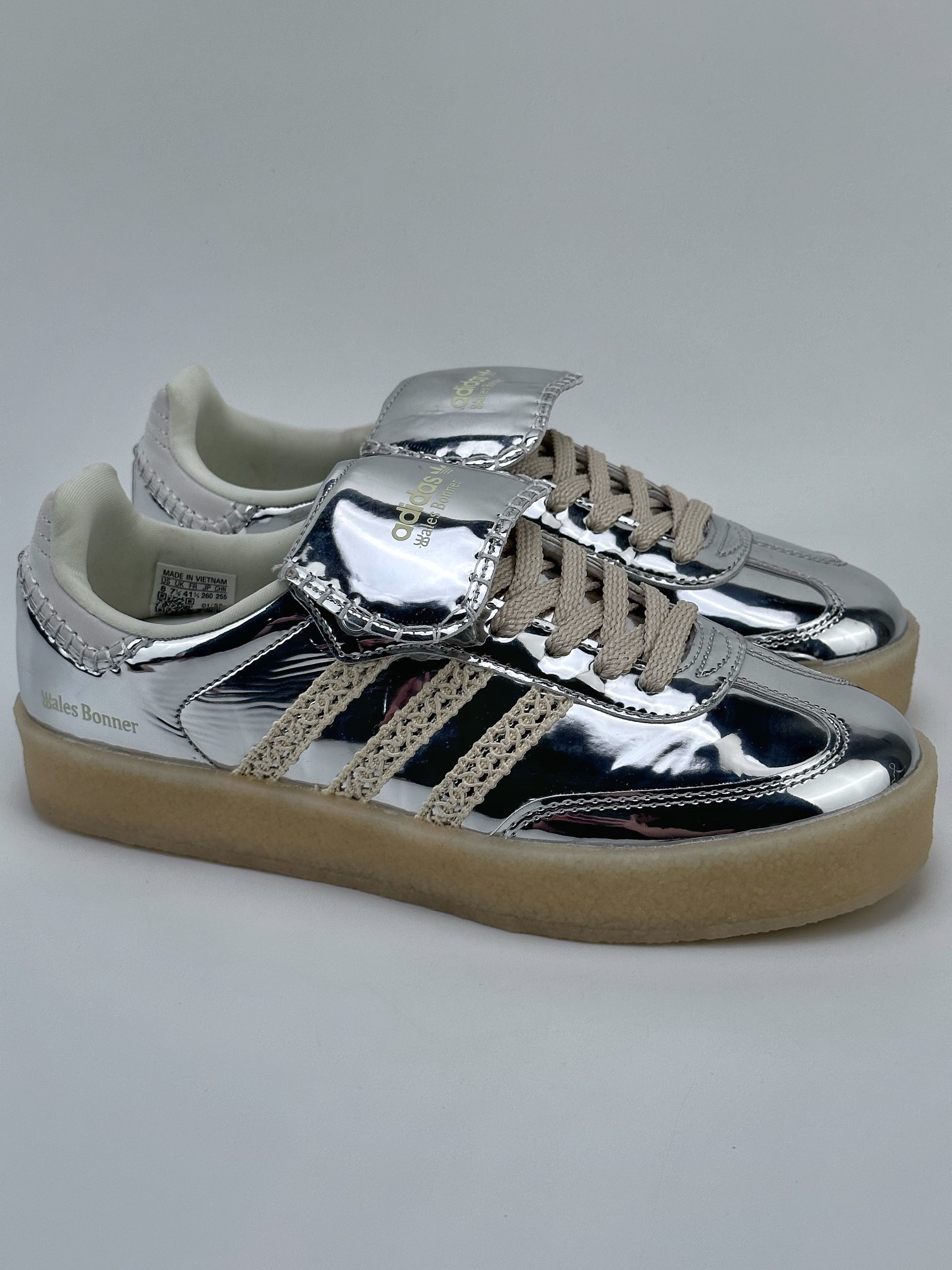 AD Originals Samba x Wales Bonner Silver Sequins Joint Retro Low-top Casual Sports Jogging Shoes IG8181