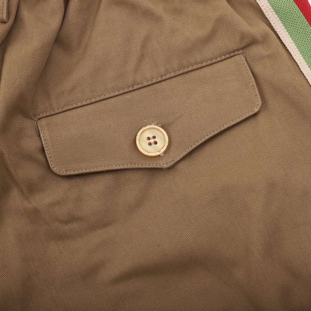 GUCCI/古驰 卡其色织带棉布长裤 这条卡其色棉布长裤