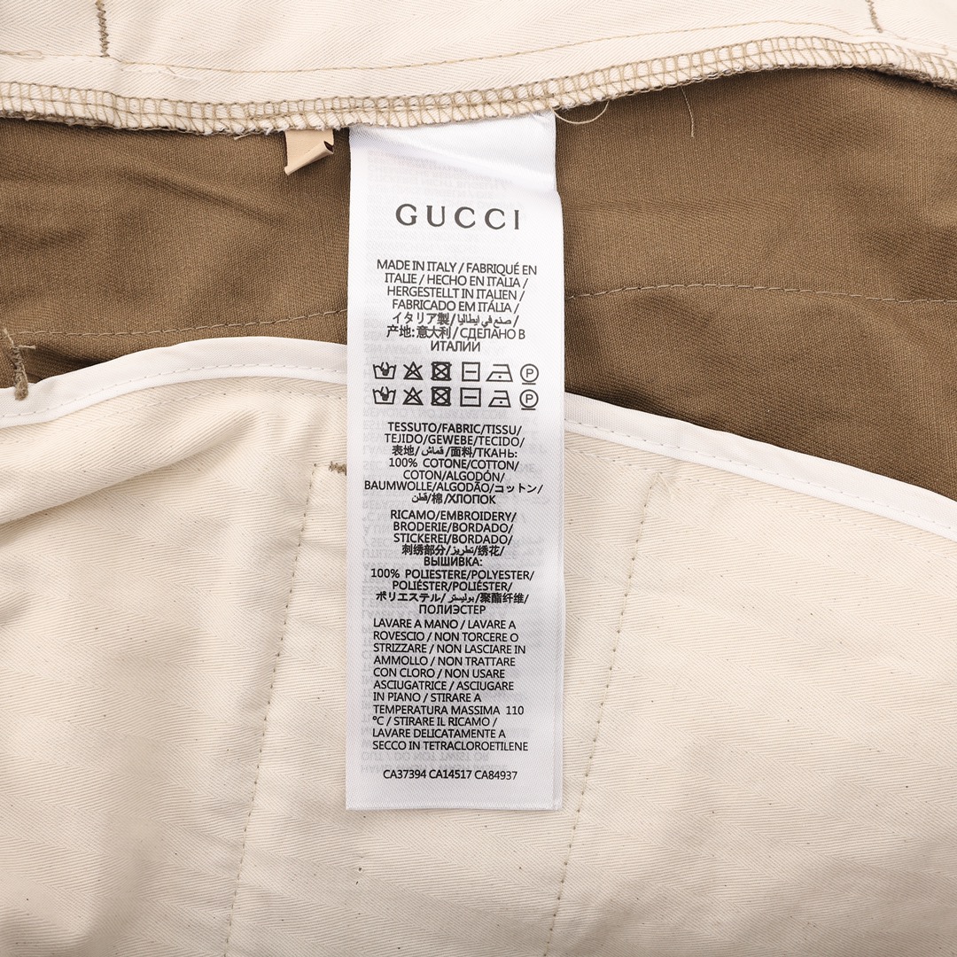 GUCCI/古驰 卡其色织带棉布长裤 这条卡其色棉布长裤