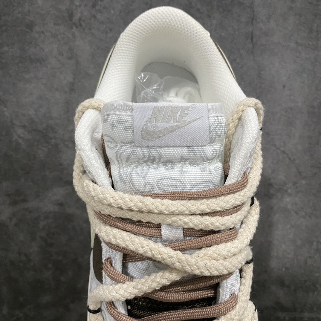 [K13 Gift Box Edition] Dunk Low ”White/Brown/Paisley” Dunk Series Low-top Sneakers ”Canvas White Dark Brown Cashew Flower Rope” DJ9955-100