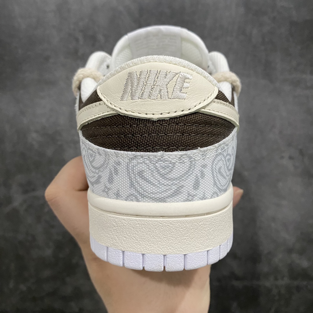 [K13 Gift Box Edition] Dunk Low ”White/Brown/Paisley” Dunk Series Low-top Sneakers ”Canvas White Dark Brown Cashew Flower Rope” DJ9955-100