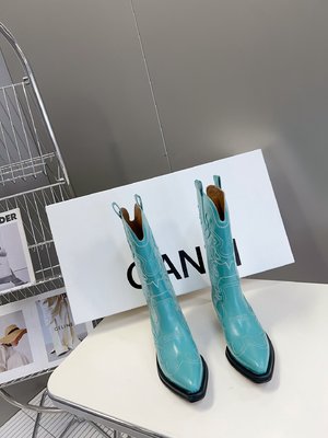 Top Quality Website Ganni Long Boots Embroidery Girl Calfskin Cowhide Rubber Fall/Winter Collection Vintage