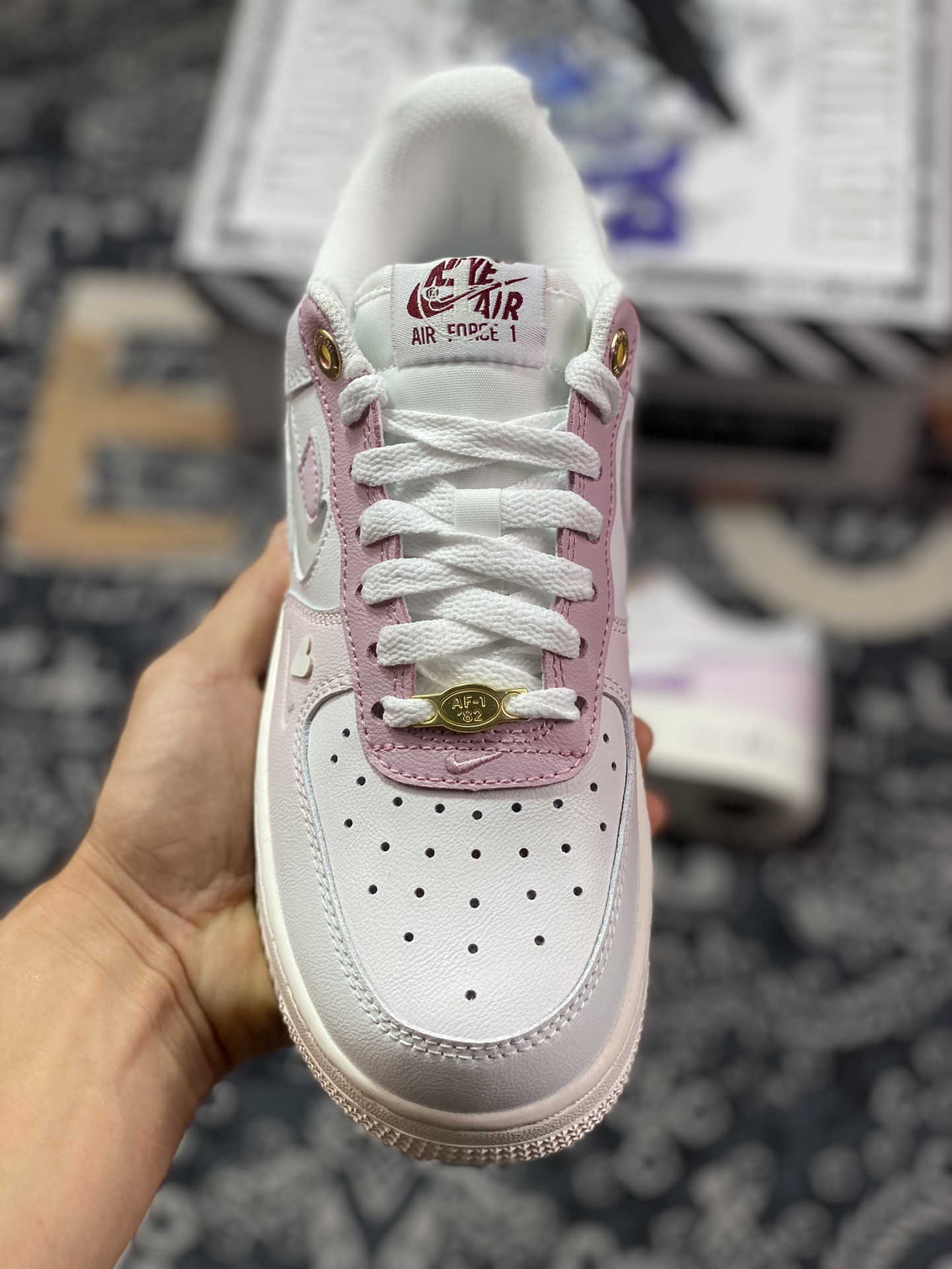 Nike Air Force 1'07 Low GS”Rose” Air Force One low-top sneakers ”White Gradient Purple Girly Heart” DZ5616-100