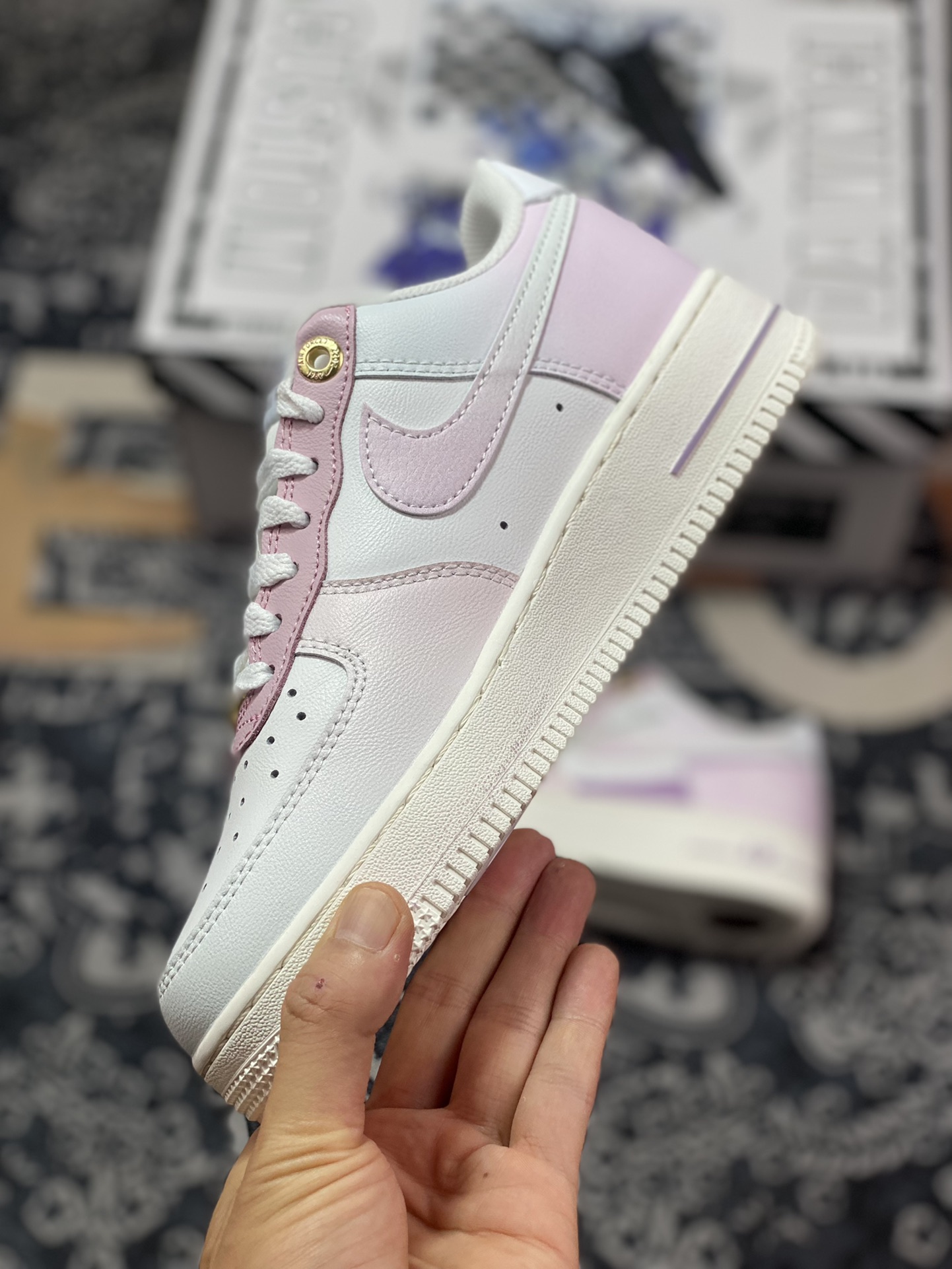 Nike Air Force 1'07 Low GS”Rose” Air Force One low-top sneakers ”White Gradient Purple Girly Heart” DZ5616-100