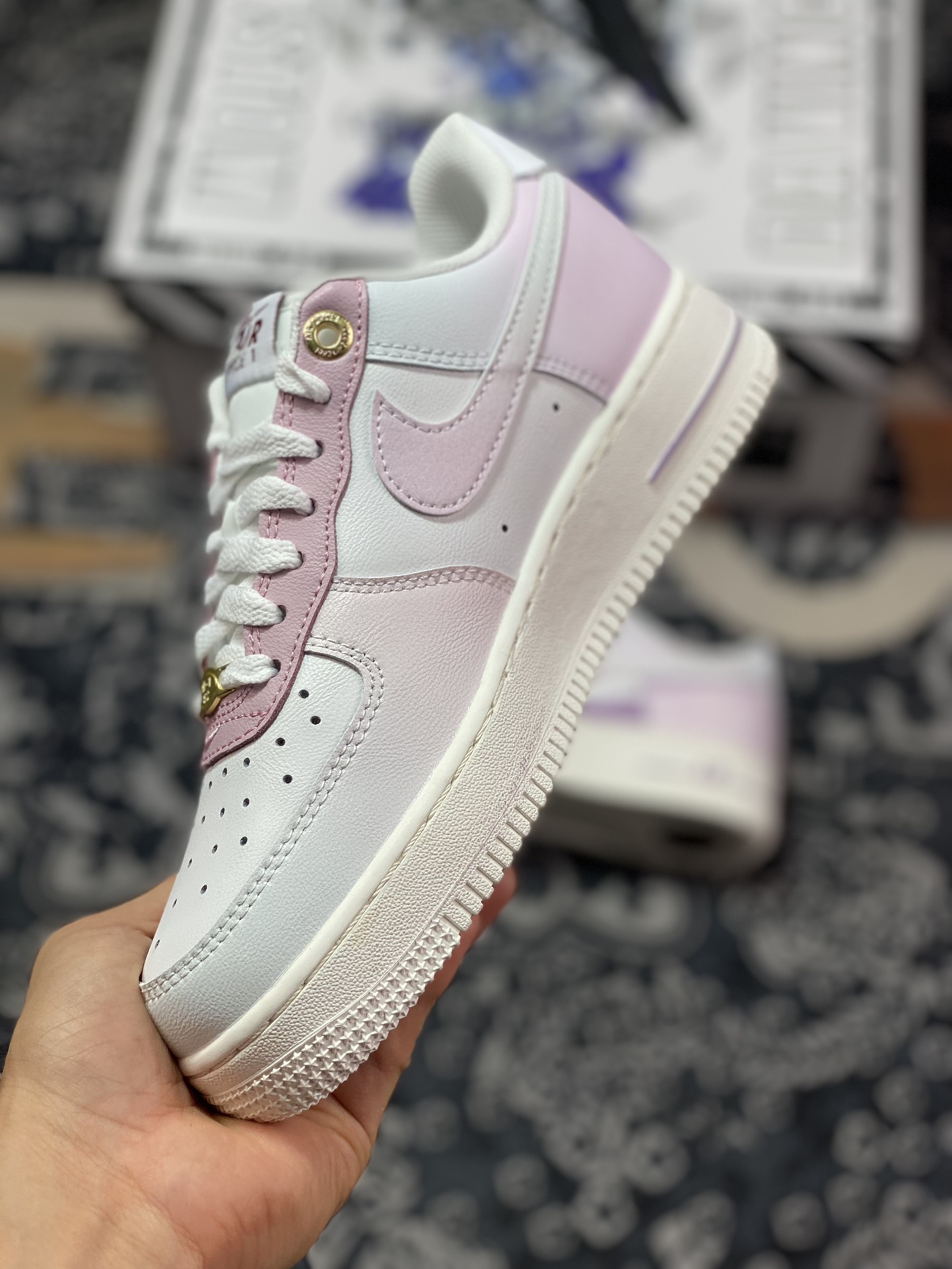 Nike Air Force 1'07 Low GS”Rose” Air Force One low-top sneakers ”White Gradient Purple Girly Heart” DZ5616-100