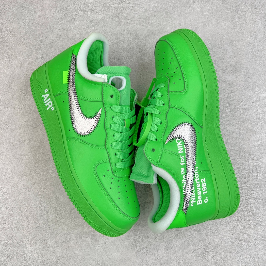 图片[3]-零售💰230 ＃LJ渠道版福利‼Off-White x NK Air Force 1 \”Green\” 空军一号 OW联名绿色艺术馆 DX1419-300 全套原‮原楦‬纸版开发 越南原‮大装‬底 重金采购原厂Prime Asia贝利进口皮料 内侧标语字体三段大小 原厂油墨加持 色泽亮度 高频效果一致 全鞋电脑针车 工整有序 视觉效果满分 原厂拉帮手法 标准四线 密度针距针孔大小控制到位 原装反口里网布海绵 正确卡色网眼大小 原厂港宝加持完美还原灵魂版型 原盒原配从里到外百分百还原 内置Sole气垫 中底白色背胶 SIZE：36 36.5 37.5 38 38.5 39 40 40.5 41 42 42.5 43 44 44.5 45 46 47.5 编码：by2936030-运动鞋