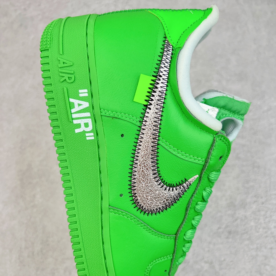 图片[6]-零售💰230 ＃LJ渠道版福利‼Off-White x NK Air Force 1 \”Green\” 空军一号 OW联名绿色艺术馆 DX1419-300 全套原‮原楦‬纸版开发 越南原‮大装‬底 重金采购原厂Prime Asia贝利进口皮料 内侧标语字体三段大小 原厂油墨加持 色泽亮度 高频效果一致 全鞋电脑针车 工整有序 视觉效果满分 原厂拉帮手法 标准四线 密度针距针孔大小控制到位 原装反口里网布海绵 正确卡色网眼大小 原厂港宝加持完美还原灵魂版型 原盒原配从里到外百分百还原 内置Sole气垫 中底白色背胶 SIZE：36 36.5 37.5 38 38.5 39 40 40.5 41 42 42.5 43 44 44.5 45 46 47.5 编码：by2936030-运动鞋