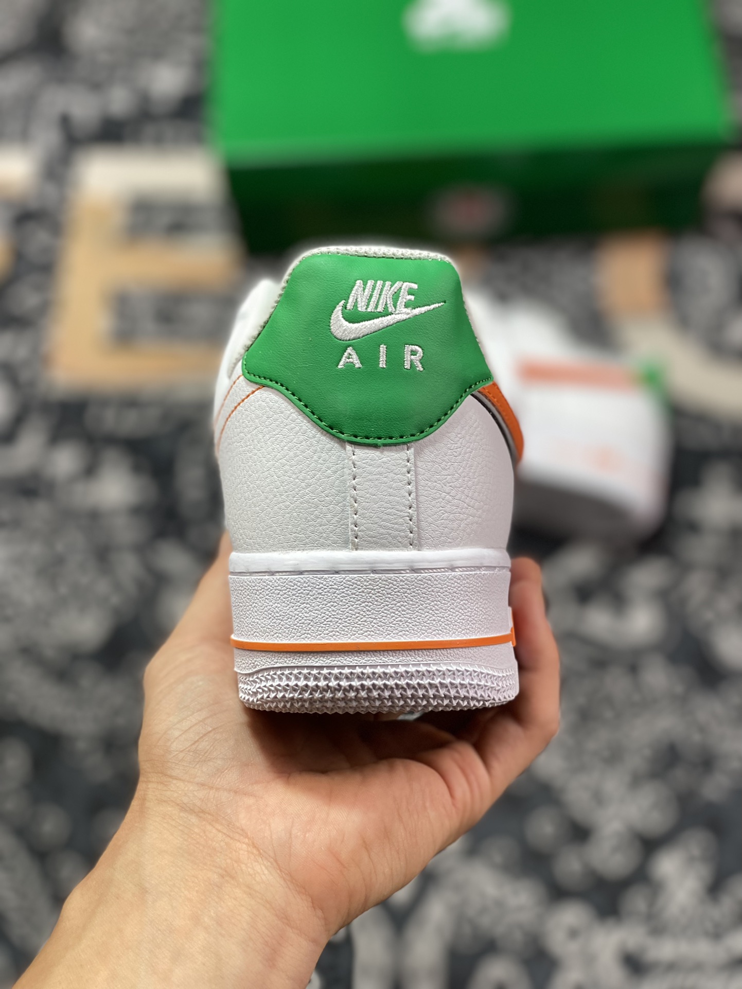 Nike Air Force 1 Low '07 Low Leather”Hawkins High” Air Force One Sneakers ”Leather White Dark Green Orange Red School Badge” CU9225-600