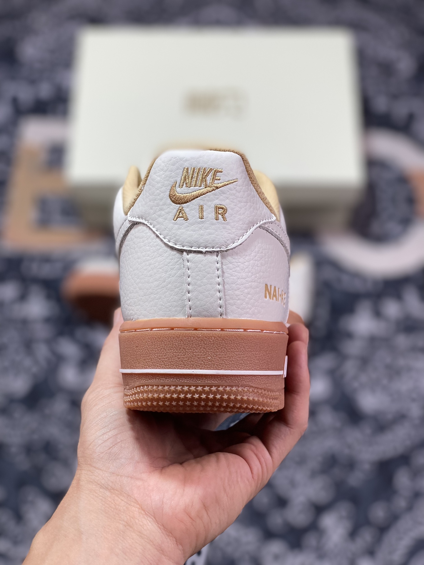 Nike Air Force 1'07”NAI-KE/Beige/Khaki/Gum” Air Force One sneakers ”NAIKE off-white khaki small hook raw rubber sole” NK0621-988