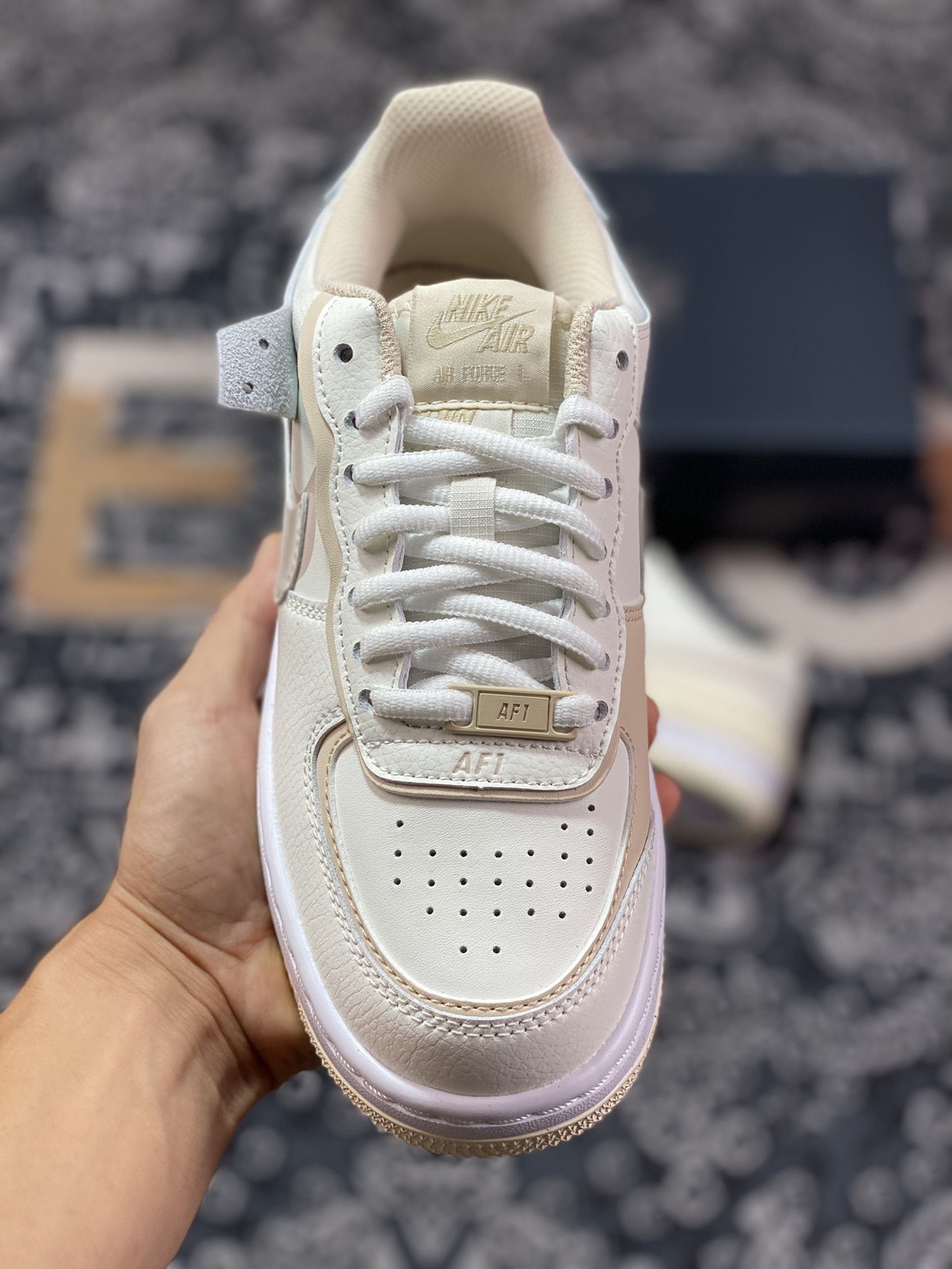 Nike WMNS Air Force 1 Shadow ”Light Tan” Air Force One Sneakers ”Light Yellow Milk Tea” FQ6871-111