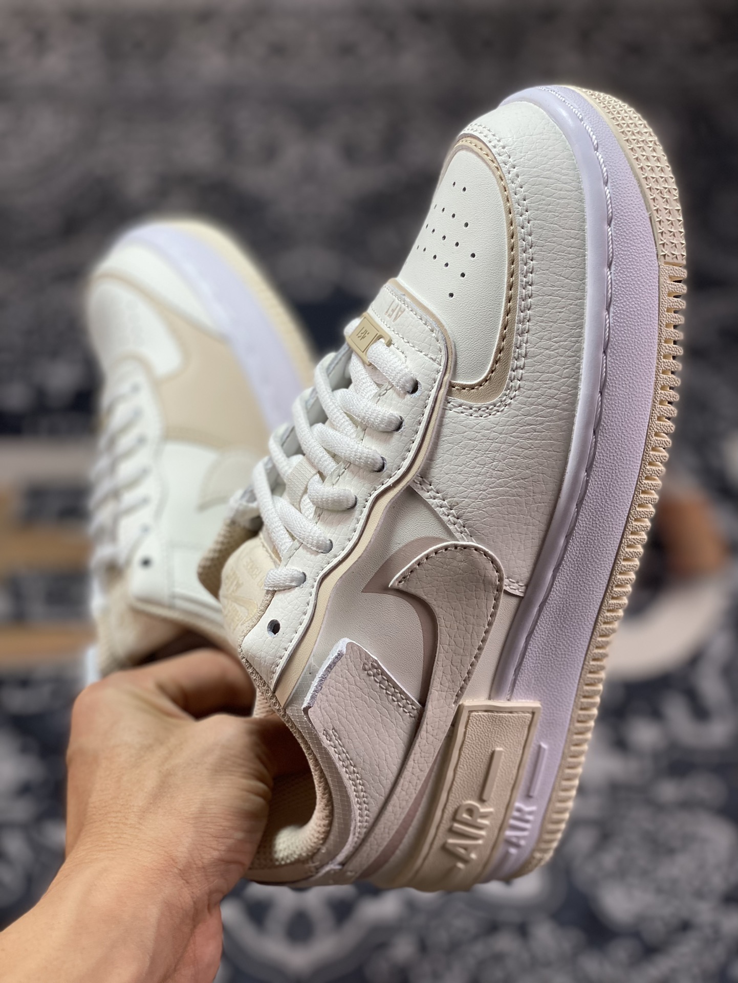 Nike WMNS Air Force 1 Shadow ”Light Tan” Air Force One Sneakers ”Light Yellow Milk Tea” FQ6871-111