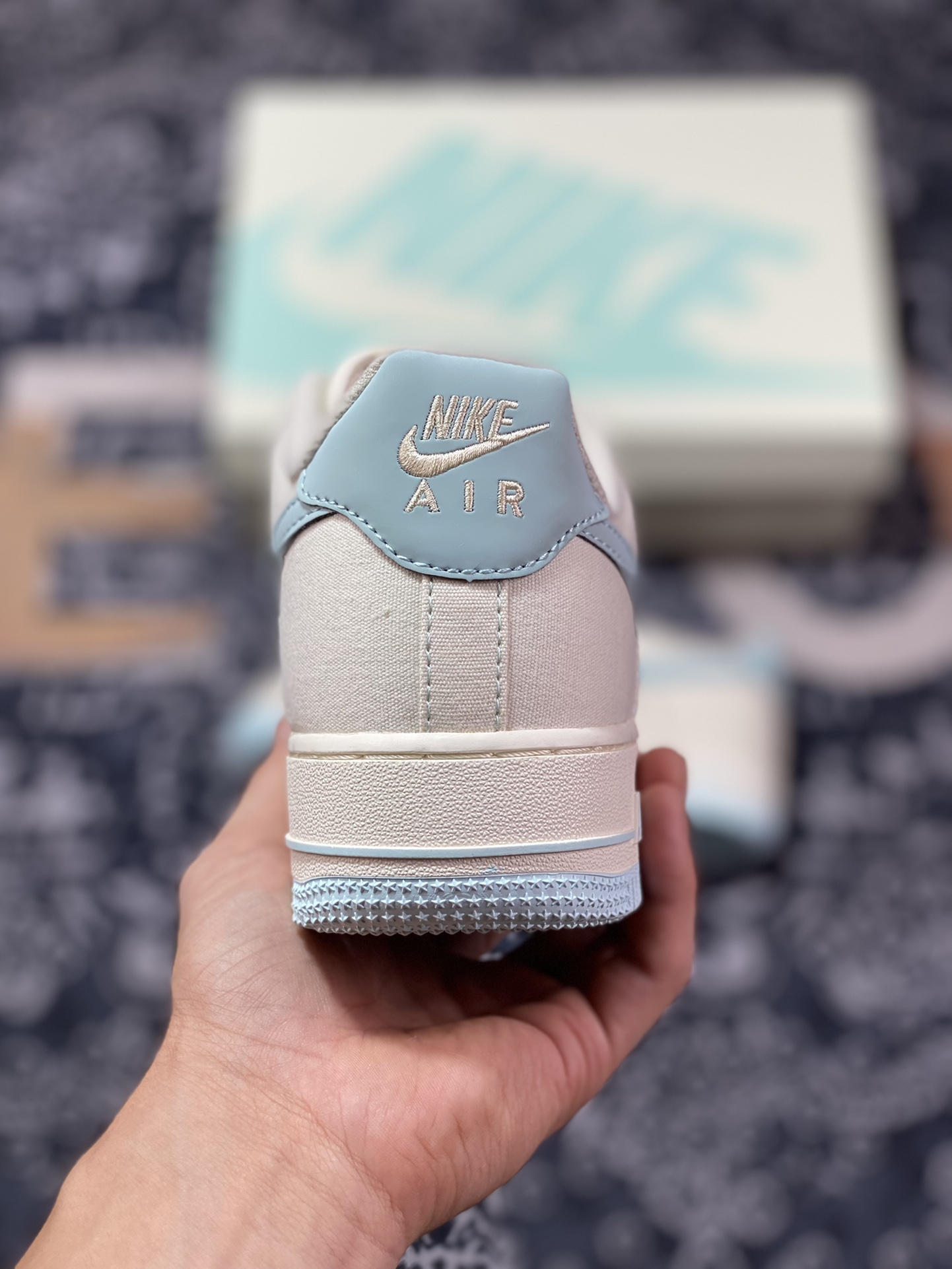 Nike Air Force 1'07 Low QS”Sail/Light Blue/Reflection 3M” Air Force One Sneakers ”Canvas Off-White Light Blue Reflective Stars” TQ1456-277