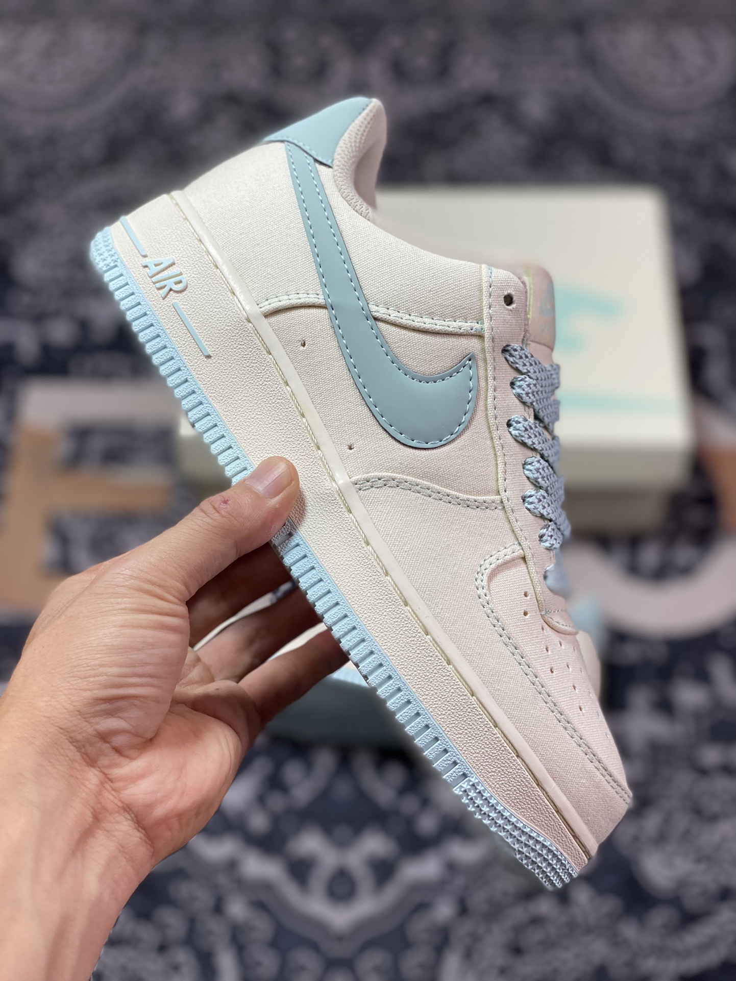 Nike Air Force 1'07 Low QS”Sail/Light Blue/Reflection 3M” Air Force One Sneakers ”Canvas Off-White Light Blue Reflective Stars” TQ1456-277