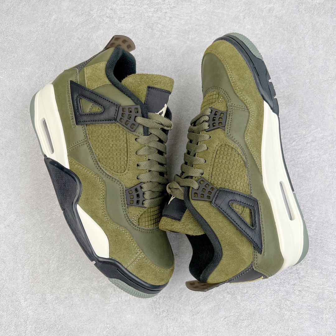 图片[3]-零售💰260 ＃KZ神版福利回馈‼Air Jordan AJ4 Retro \”Olive Canvas\” 军绿色 FB9927-200 全方位可对比原鞋 高频立体麂皮网格 PU鞋垫 纸团支撑物 鞋扣 大面 领口 眼片 四部位皮料均为不同纹理咖色 独家外贸特供尺码含 45.5 49.5 50.5 国内外口碑最好最推荐的产品 市场中端王者 亲自操刀耗时半年巨作 全套原纸板楦头开发 确保原汁原味 完美呈现四代版型 一比一鞋头弧度高度鞋身弧度 此版本只针对中端市场 皮料材质有所更替 其他数据细节工艺流程均保持一致 绝不口嗨 细节品控鞋型随意秒杀市面3XX 4XX 原厂TPU网格鞋带扣 正确内里网布 菱角分明不变形无多余毛边 柔软性质感一致于原鞋 市场唯一原厂鞋扣模具 背面可见隐藏注塑口 原厂织唛标 原厂飞人电绣工艺 尾指中部跳三针 独家绑鞋带手法 印刷中底布 四线拉帮 米色美纹纸贴合固定 进口港宝加持 后跟自然饱满 全鞋荧光划线卡点 追求极致完美 每一双都是工艺品 多重QC质检 超越公司货的品控标准 实实在在的免检产品 尺码：40 40.5 41 42 42.5 43 44 44.5 45 45.5 46 47.5 48.5 49.5 50.5 编码：by2936060-运动鞋