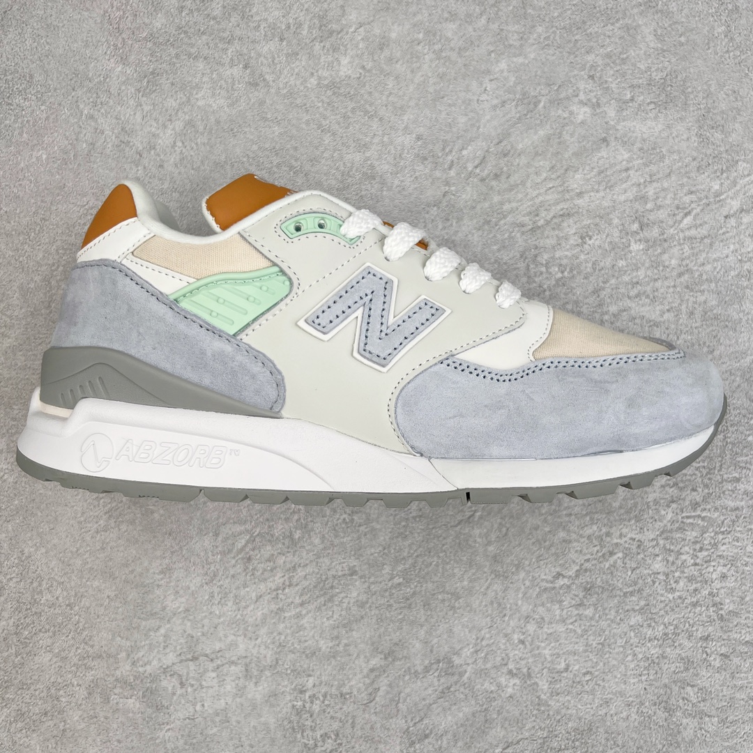 ＃K版纯原 New Balance M998 Made in USA NB新百伦高端美产血统系列经典复古休闲运动慢跑鞋 NB998 诞生于 1993 年，作为第一双使用 ABZORB 缓冲材料的鞋款，一经发售就受到大量消费者的热烈追捧，如今已经成为了历久不衰的经典代表鞋款之一。原楦原数据开发版型 以优质面料制成鞋面结构。鞋面采用经典网眼布材质，辅以绒面革覆盖，带来更加清爽舒适的穿着体验。鞋舌上标记的 \\\”998\\\” 字样增强鞋款辨识度的同时，为鞋款注入更多动人细节。鞋款采用 ABZORB 缓冲材料的中底，通过缓冲和压缩阻力相结合来吸收冲击，稳定性高，不易打滑，助你畅享舒适有型的运动体验。采用猪巴革组合网织鞋面材质 后跟嵌入TPU装饰条稳固 升级原装5层独立私模 尺码：36 36.5 37 38 39.5 40 40.5 41.5 42 42.5 43 44 44.5 45-选品中心