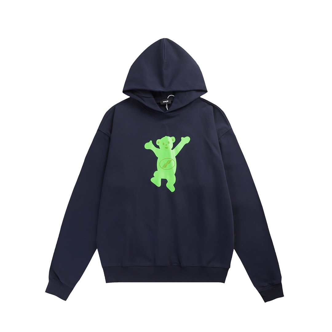 Custom Velvet Bear-Stamped Hoodie with Unique Fabrics and Colors, Various Sizes Available