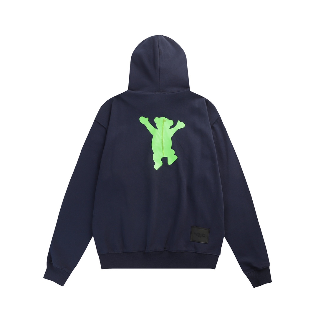 Custom Velvet Bear-Stamped Hoodie with Unique Fabrics and Colors, Various Sizes Available - 图片 6