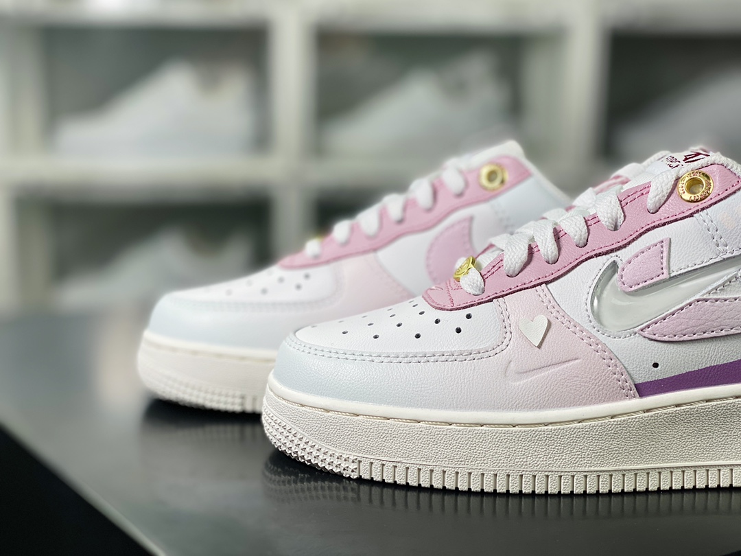 Air Force 1'07 Low GS”Rose” Air Force One low-top sneakers ”White Gradient Purple Girly Heart” DZ5616-100