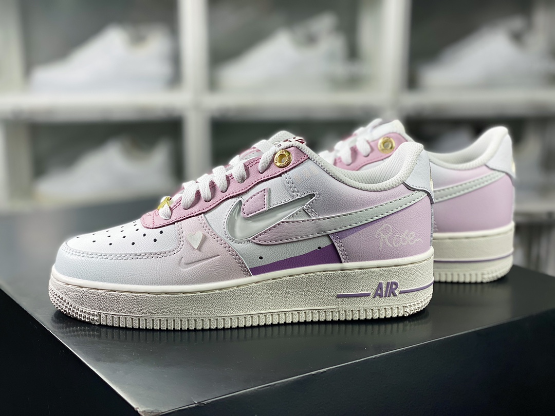 Air Force 1'07 Low GS”Rose” Air Force One low-top sneakers ”White Gradient Purple Girly Heart” DZ5616-100