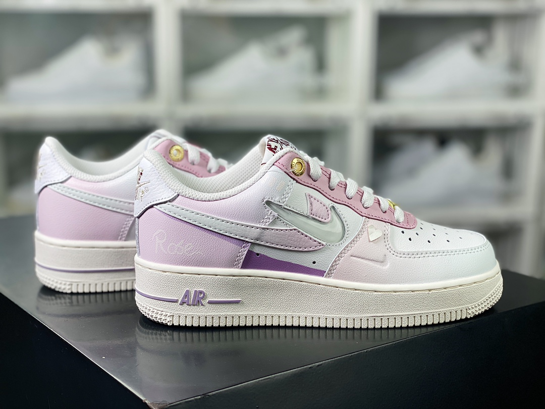 Air Force 1'07 Low GS”Rose” Air Force One low-top sneakers ”White Gradient Purple Girly Heart” DZ5616-100