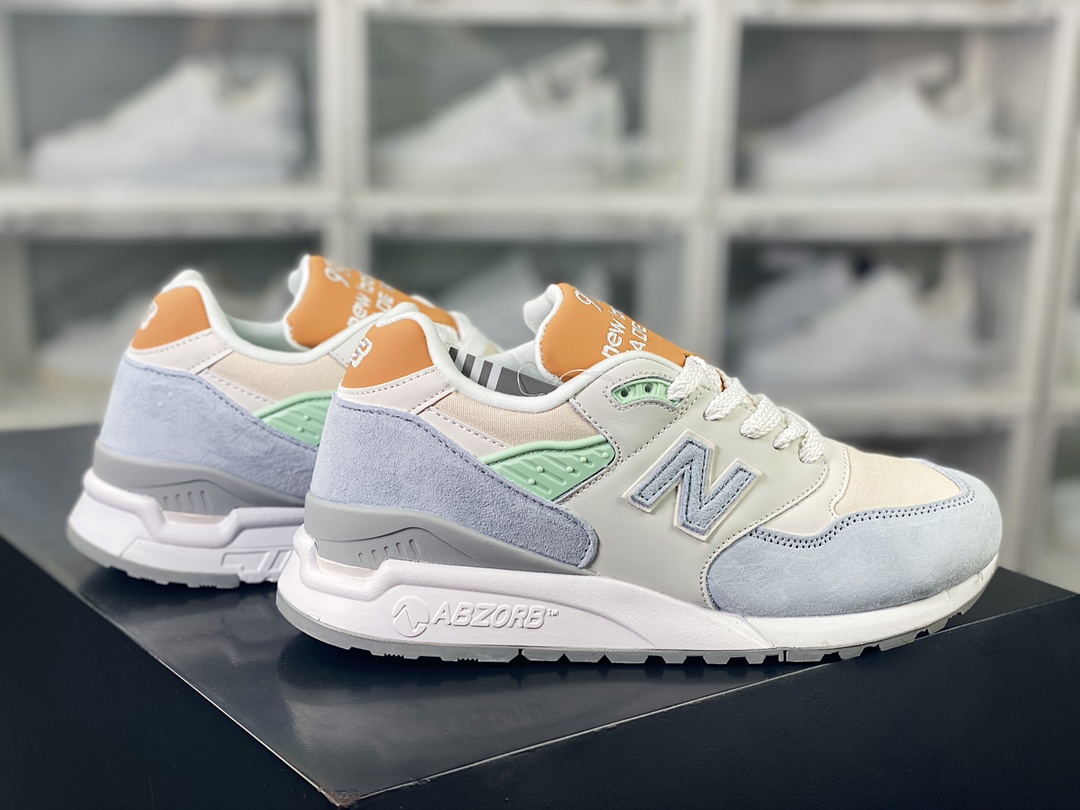 New Balance M998 Made in USA High-end American-made pedigree series classic jogging shoes ”Ice Blue Mint” M998ENE